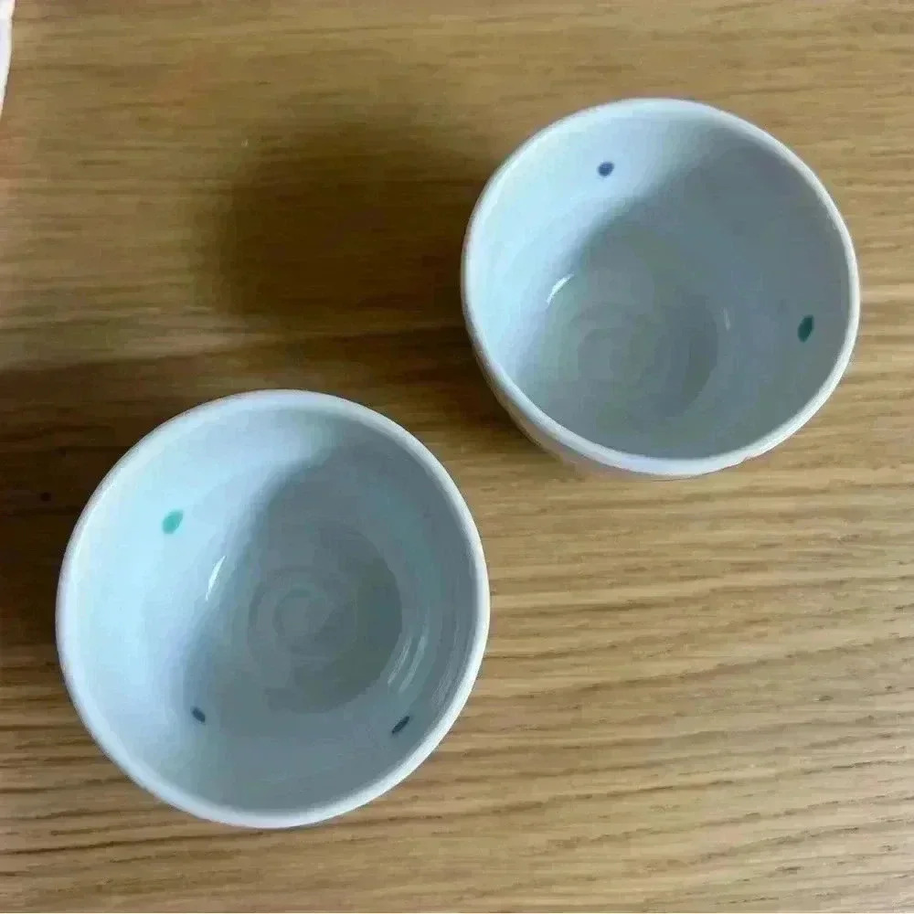 Japanese Sake Cup Sakazuki Chikusen Miura made Tiger Petal 2 pieces Kintsugi - Picture 6 of 8